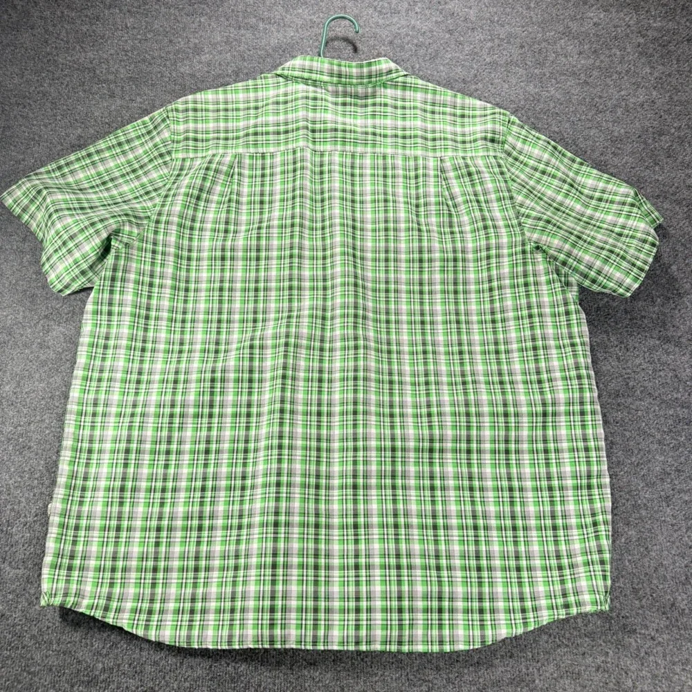 The North Face Shirt Mens XXL Green Plaid Short Sleeve Hiking Button Up Outdoor